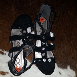 Sandals black with silver